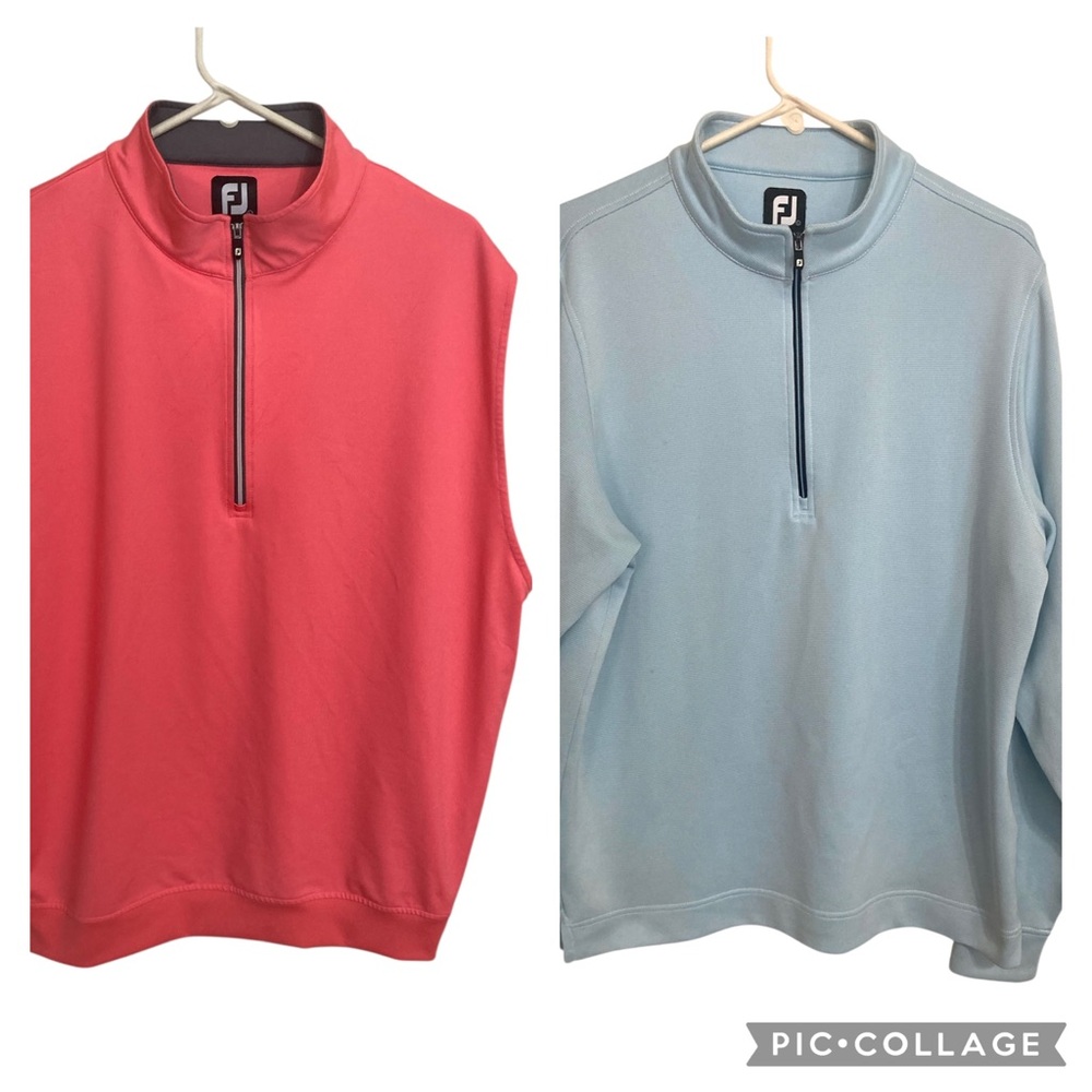 FootJoy Golf Salmon Coral 1/4 vest and blue Quarter-Zip Pullover size Large